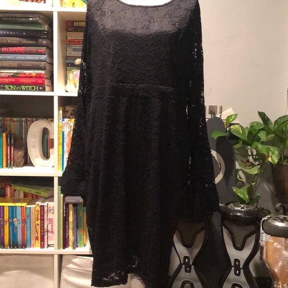 Dresses & Skirts - Black Lace Bell Sleeve Dress